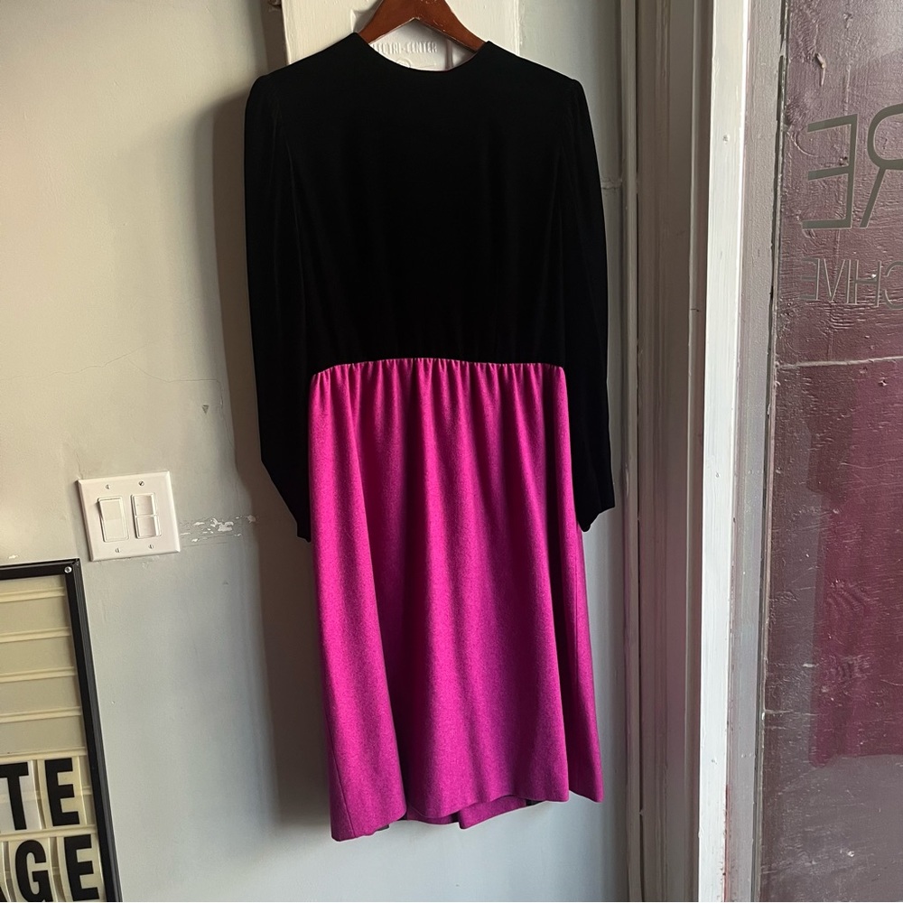 Lanvin Paris Purple Velour And Wool Dress